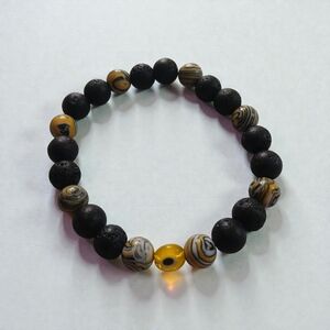 Black and Yellow Evil Eye Beaded Bracelet